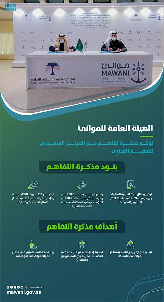 توقيع مذكرة تفاهم بين "موانئ" والمركز السعودي للتحكيم التجاري لتيسير تسوية منازعات أنشطة النقل