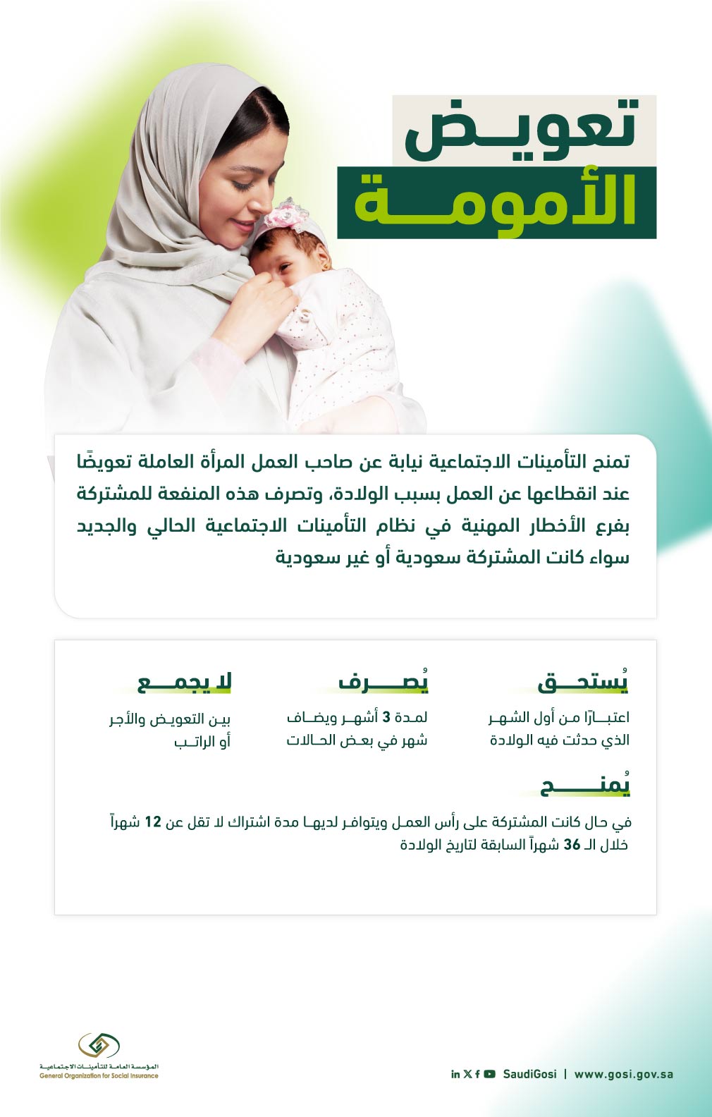 النظام الجديد للتأمينات الاجتماعية: تعويض الأمومة يعزز توظيف النساء تماشيا مع مستهدفات رؤية 2030