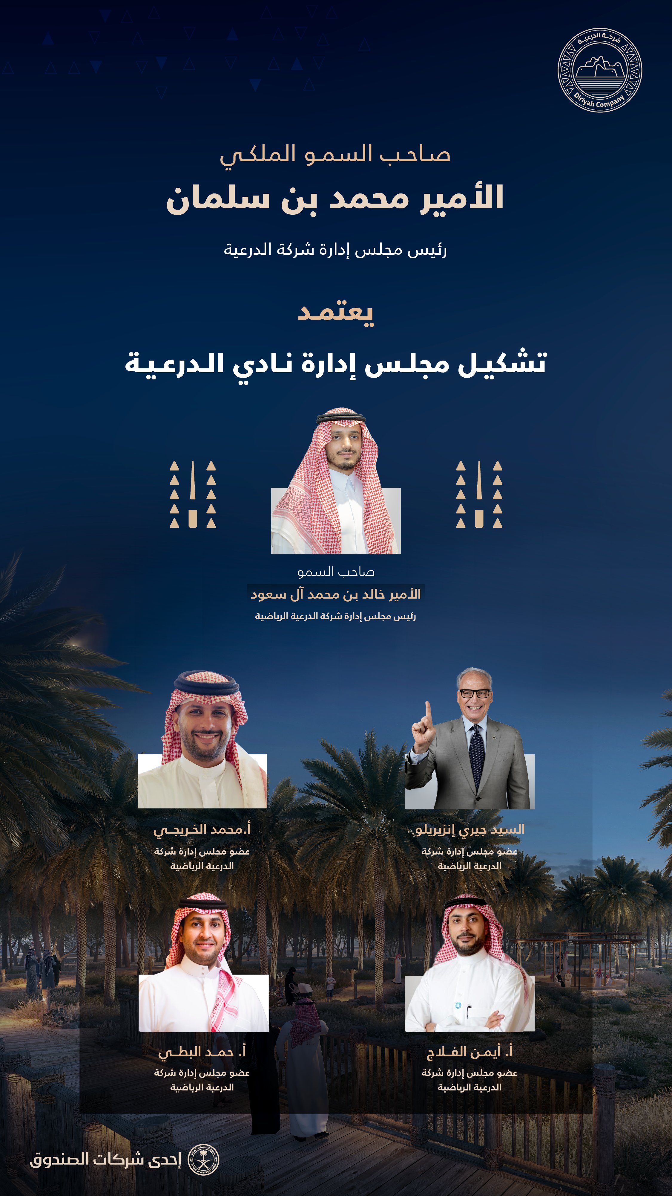 بعد اكتمال انتقال ملكية النادي إلى شركة الدرعية.. ولي العهد يعتمد مجلس إدارة نادي الدرعية